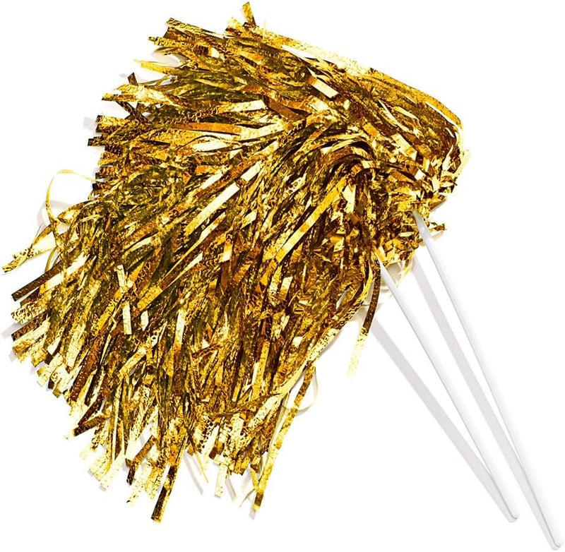 Anderson's Metallic Foil Textured School Spirit Shakers, Cheerleader Pom Poms, Football, Basketball, Homecoming Squad, Team, Party, Dance, Club, Performance, Fan Celebration Pack of 10 - Image 1
